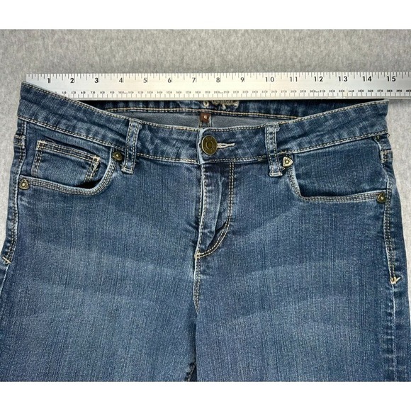 Kut from the Kloth Button Flap Pocket Jeans Sz 6 Dark Wash Grunge Embroidered - Picture 8 of 10